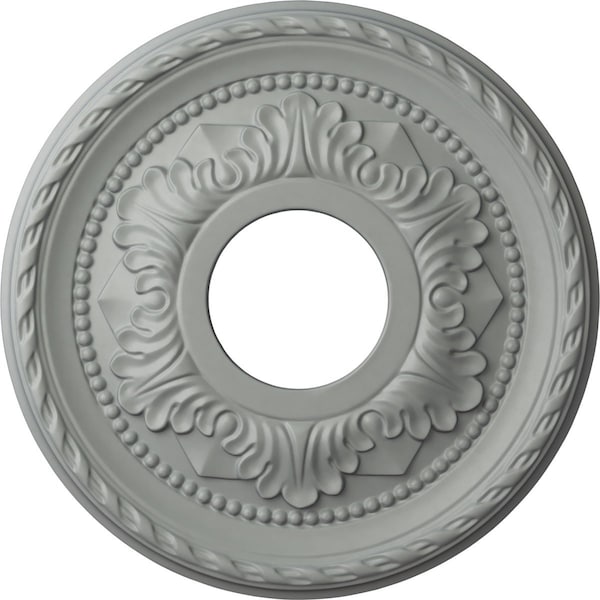 Ekena Millwork Palmetto Ceiling Medallion (Fits Canopies up to 4 7/8"), 12 1/8"OD x 3 1/2"ID x 1"P, Primed White CM12PM - main